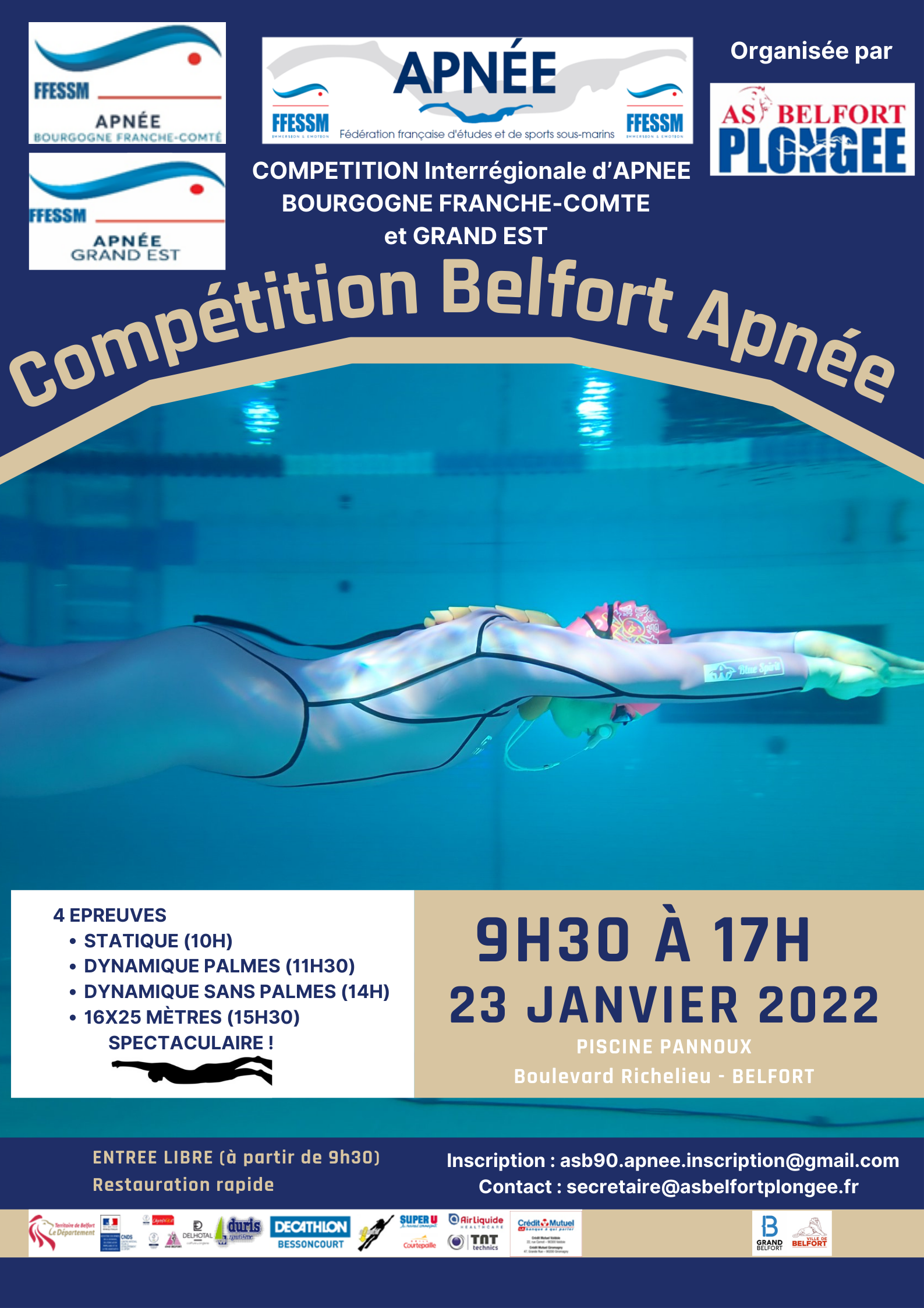 Affiche compétition apnée Belfort 2022